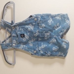 baby B'gosh girl's denim overall shorts floral print 18M